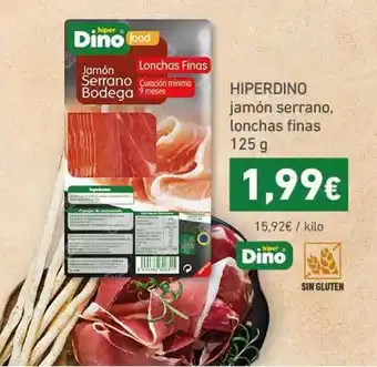 HiperDino Hiperdino jamón serrano, lonchas finas 125g oferta