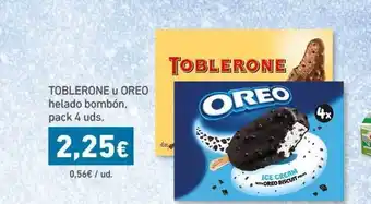 HiperDino Toblerone u Oreo helado bombón pack 4 uds. oferta