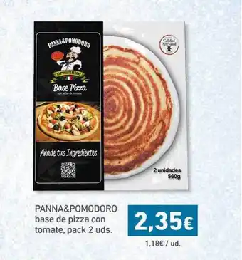 HiperDino Panna&Pomodoro base de pizza con tomate, pack 2 uds. oferta