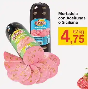 HiperDino Mortadela con Aceitunas o Siciliana oferta