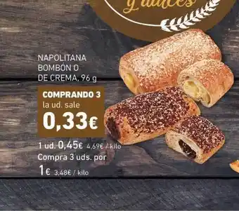 HiperDino Napolitana Bombón O De Crema, 96g oferta