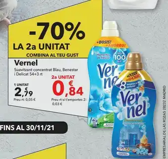 Clarel Vernel suavizante concentrado azúl, bienestar y delicado oferta
