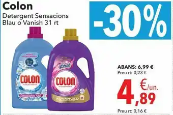 Clarel Colon detergente sensaciones azul o vanish oferta