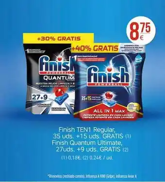 HiperDino Finish Ten1 Regular, 35 uds. +15 uds. Gratis (1) Finish Quantum Ultimate, 27uds. + 9 uds. Gratis (2) oferta