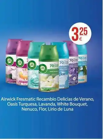HiperDino Airwick Fresmatic Recambio Delicias de Verano, Oasis Turquesa, Lavanda, White Bouquet, Nenuco, Flor, Lirio de Luna oferta