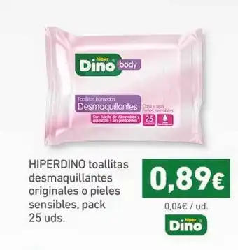 HiperDino Hiperdino Toallitas Desmaquillantes Originales O Pieles Sensibles Pack 25uds oferta