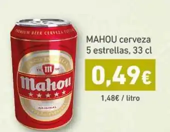 HiperDino Mahou Cerveza 5 Estrellas, 33cl oferta