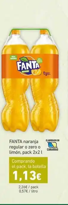 HiperDino Fanta Naranja Regular O Zero O Limón Pack 2x2L oferta