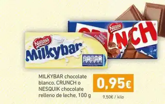 HiperDino Milkybar Chocolate Blanco Crunch O Nesquik Chocolate Relleno De Leche 100g oferta