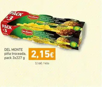 HiperDino Del Monte Piña Troceada Pack 3 x 227g oferta