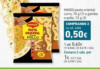 HiperDino Maggi pasta oriental curry 70g O Gamba O pollo 72g oferta