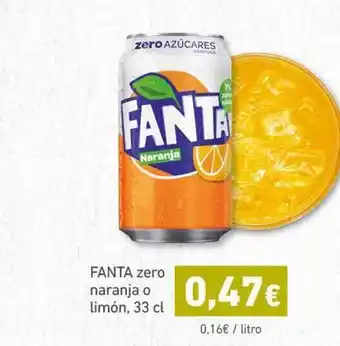 HiperDino Fanta zero naranja O limón 33cl oferta