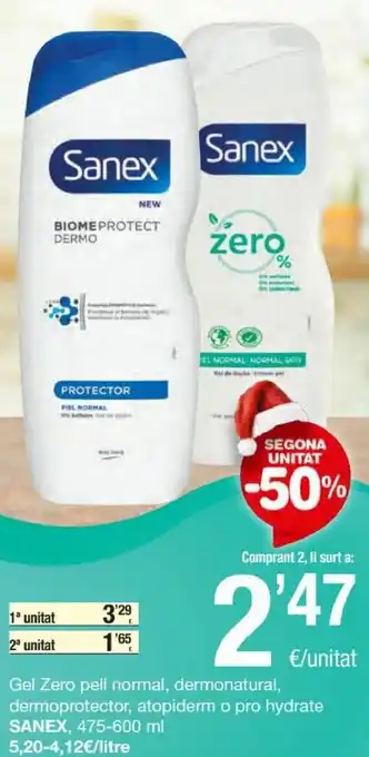 SPAR Sanex Gel Zero Pell Normal, Dermonatural, Dermoprotector, Atopiderm o Pro Hydrate 475 - 600 ml oferta