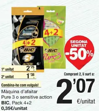 SPAR Bic Màquina d'Afaitar Pure 3 o Sensitive Action 4+2 oferta