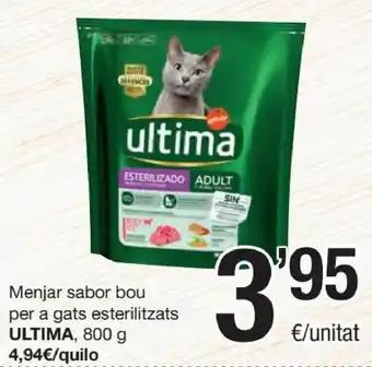 SPAR Ultima Menjar Sabor Bou Per A Gats Esterilitzats 800 g oferta