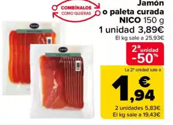 Carrefour NICO Jamón o paleta curada oferta