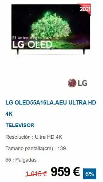 Tien 21 LG OLED55A16LA.AEU Ultra HD 4K Televisor oferta