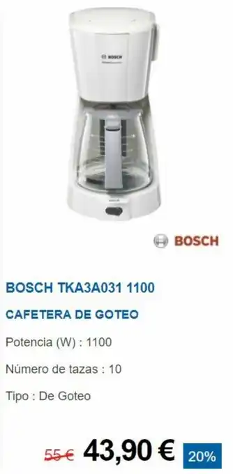 Tien 21 Bosch TKA3A031 1100 Cafetera de Goteo oferta