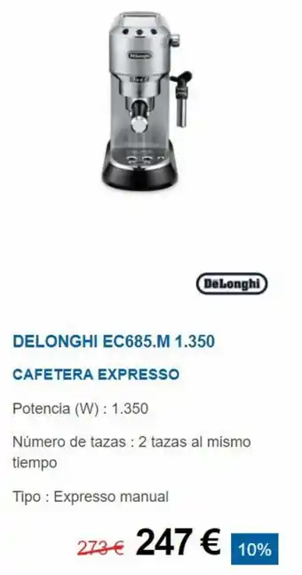 Tien 21 Delonghi EC685.M 1.350 Cafetera Expresso oferta
