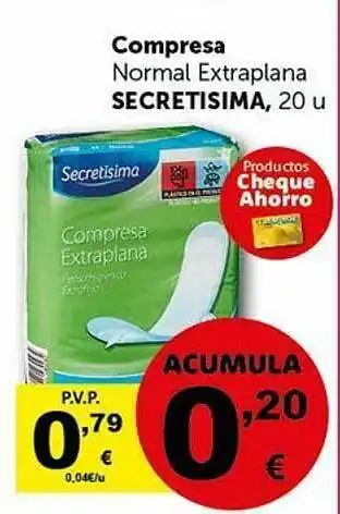 Masymas Compresa Normal Extraplana Secretisima 20u oferta