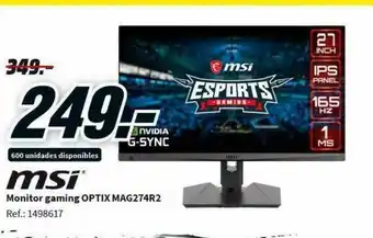 MediaMarkt Msi Monitor Gaming Optix Mag274r2 oferta