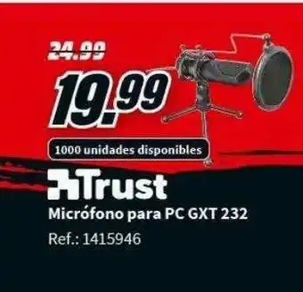 MediaMarkt Trust Micrófono Para Pc Gxt 232 oferta