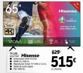E.Leclerc TV LED 65A7100F Hisense oferta
