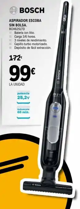 E.Leclerc Bosch Aspiradora Escoba Sin Bolsa BCH625LTD oferta