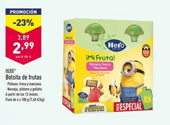 ALDI Hero Bolsita de frutas Pack de 4 x 100g oferta