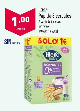 ALDI Hero Papilla 8 cereales 140g oferta