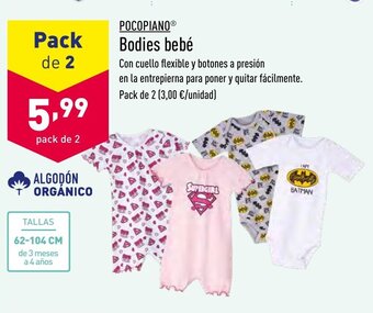 ALDI Pocopiano Bodies bebé Pack de 2 oferta