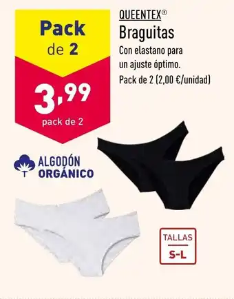ALDI Queentex Braguitas Pack de 2 oferta