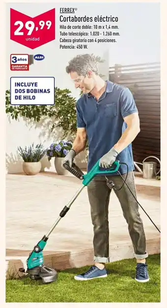ALDI Ferrex Cortabordes eléctrico 10m x 1,4 mm oferta