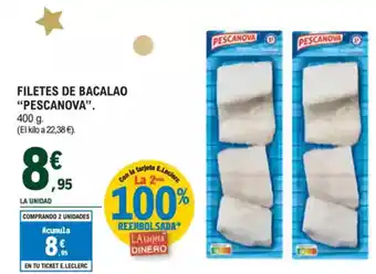 E.Leclerc "PESCANOVA" Filetes de bacalao oferta