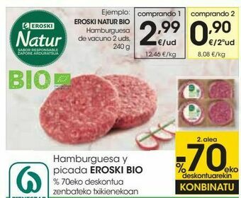 Eroski Eroski natur bio hamburguesa de vacuno oferta