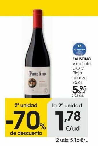 Eroski Faustino vino tinto d.o.c. rioja crianza oferta
