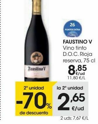 Eroski Faustino v vino tinto d.o.c. rioja reserva oferta