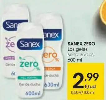 Eroski Sanex zero los geles señalizados oferta