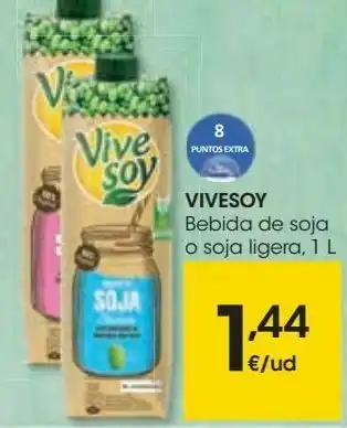 Eroski Vivesoy bebida de soja o soja ligera oferta