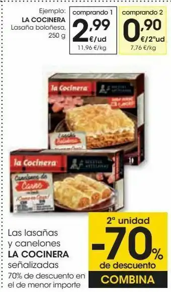 Eroski Las lasañas y canelones la cocinera señalizados oferta