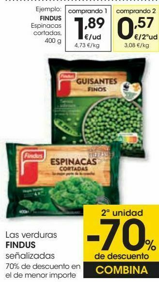 Eroski Las verduras findus señalizados oferta