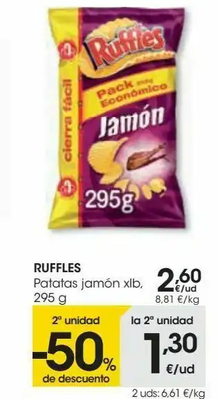 Eroski Ruffles patatas jamón oferta