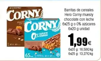 FROIZ Barritas de cereales Hero Corny muesly chocolate con leche oferta