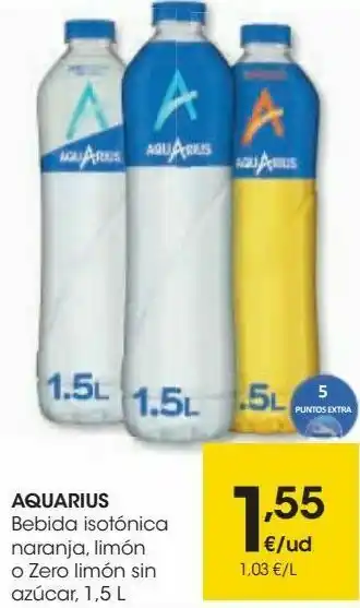 Eroski Aquarius bebida isotónica naranja, limón o zero limón sin azúcar oferta