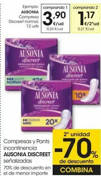 Eroski Compresas y pants incontinencia ausonia discreet oferta