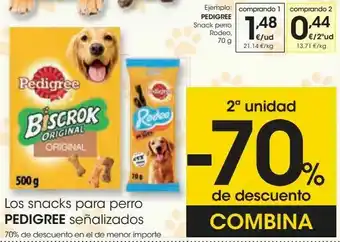 Eroski Los snacks para perro pedigree señalizados oferta