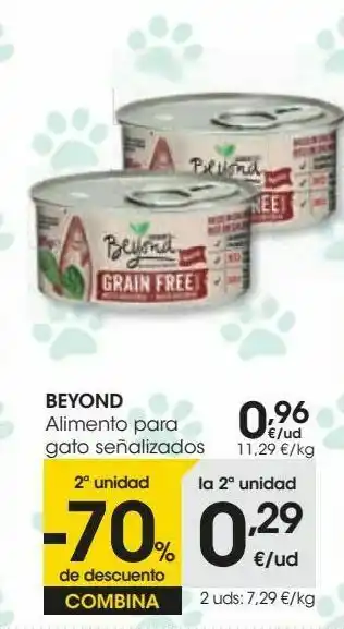 Eroski Beyond alimento para gato señalizados oferta