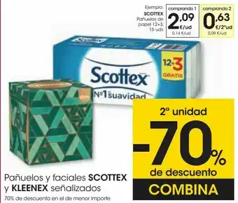 Eroski Pañuelos y faciales scottex y kellenex oferta