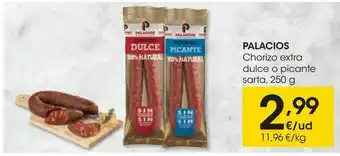 Eroski Palacios chorizo extra dulce o picante sarta oferta