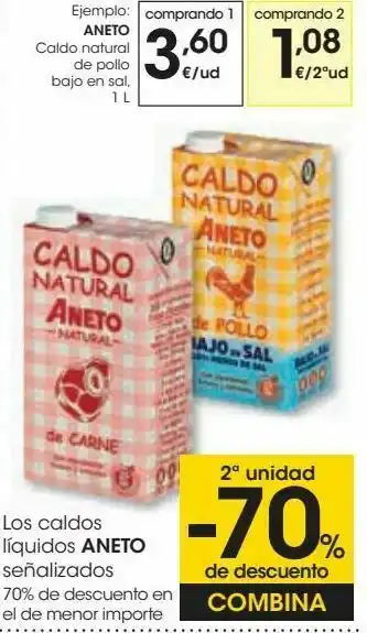 Eroski Aneto caldo natural de pollo bajo en sal oferta